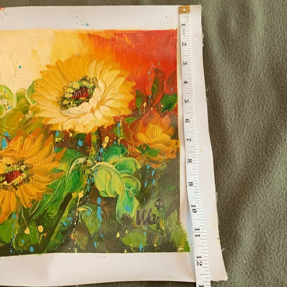 Beautiful floral original oil painting. Approximately 9” x 10 1/2” - Picture 6 of 6